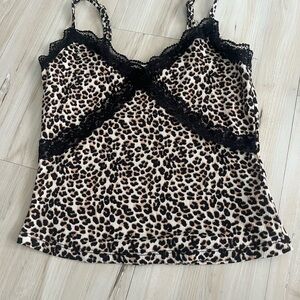 Charlotte Russe Animal Print Cami with Black Lace